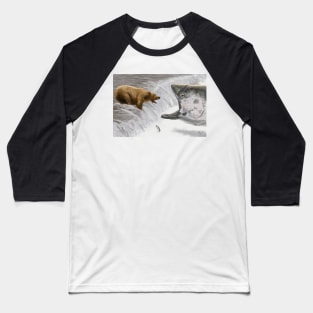 Funny Bear and Salmon Fishing Humorous Art Baseball T-Shirt